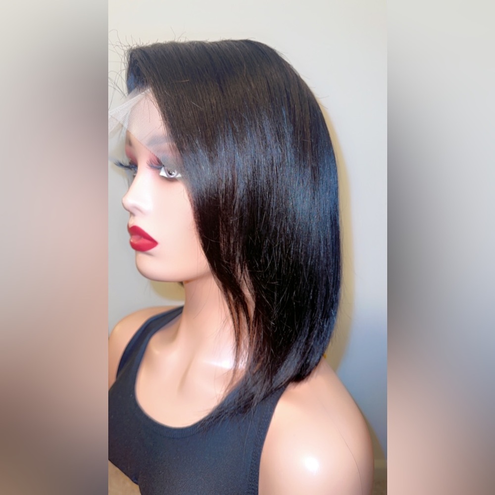 12” Human Hair Bob Wig - Picture 4 of 16